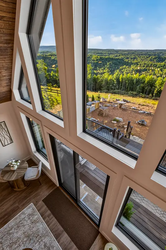 Treetop views through the gable windows